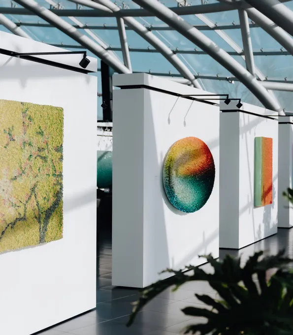 Art exhibition at Red Bull Hangar-7, architecture, painting